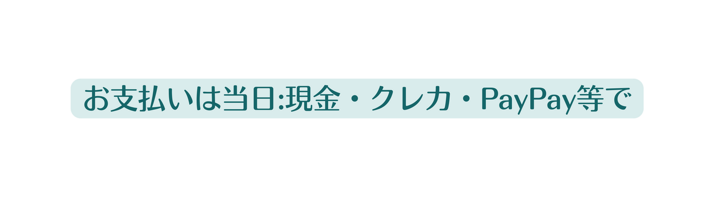 お支払いは当日 現金 クレカ PayPay等で